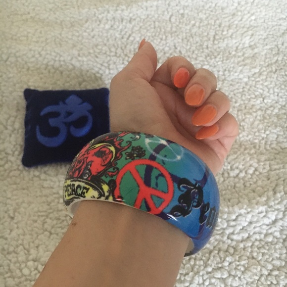 Peace and Love Cuff Bracelet with Tattoo Design - Picture 4 of 4